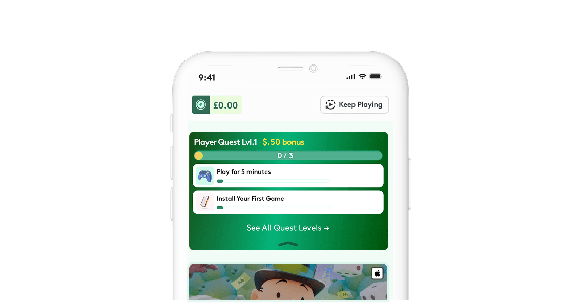 The Prograd app showing a Player Quest with rewards to earn.