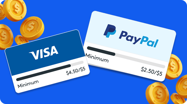 Cash out your rewards to Visa or PayPal